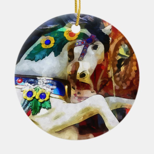 Carousel Horse Closeup Ceramic Ornament (Front)