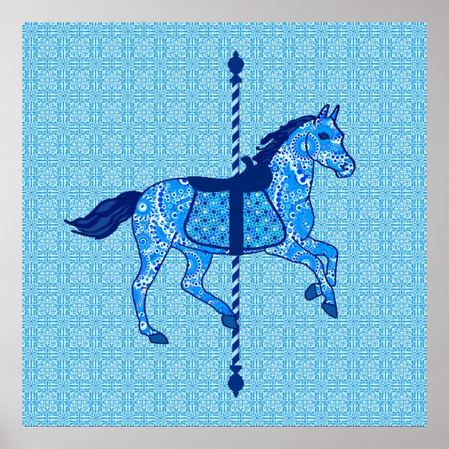 Carousel Horse - Cobalt and Sky Blue Poster (Front)