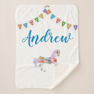 Carousel Horse Custom Template  Sherpa Blanket