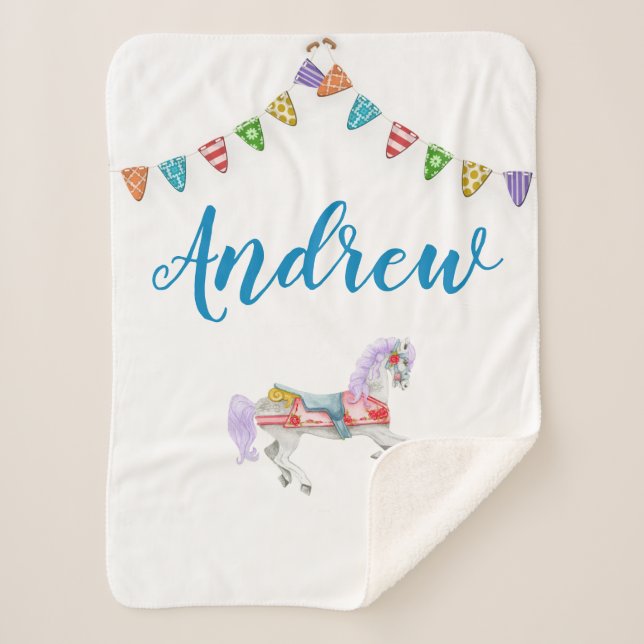 Carousel Horse Custom Template  Sherpa Blanket (Front)