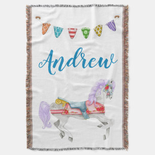 Carousel Horse Custom Template Throw Blanket