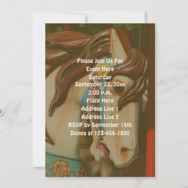 Carousel Horse Customizable Invitation (Front)