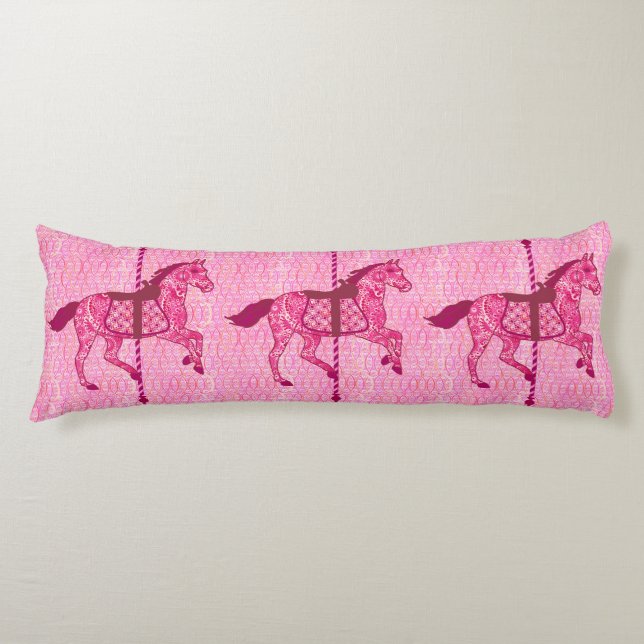Carousel Horse - Fuchsia Pink Body Pillow (Front)