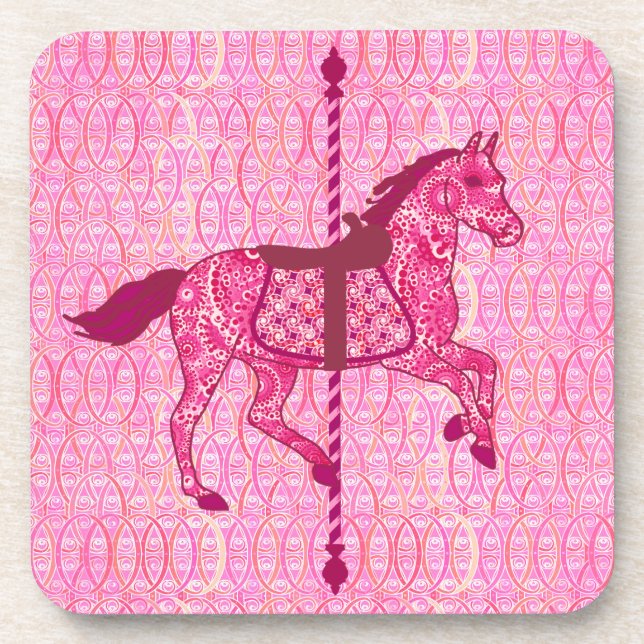 Carousel Horse - Fuchsia Pink Coaster (Front)