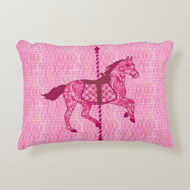 Carousel Horse - Fuchsia Pink Decorative Pillow (Front)