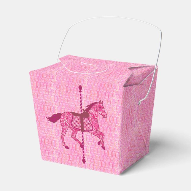 Carousel Horse - Fuchsia Pink Favor Box (Front Side)