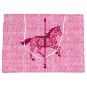 Carousel Horse - Fuchsia Pink Large Gift Bag