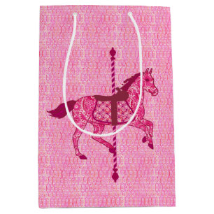 Carousel Horse - Fuchsia Pink Medium Gift Bag