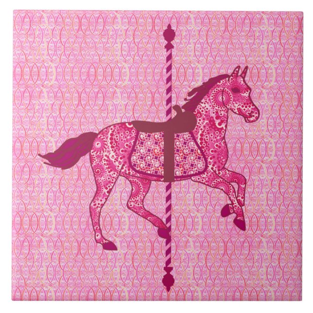 Carousel Horse - Fuchsia Pink Tile (Front)