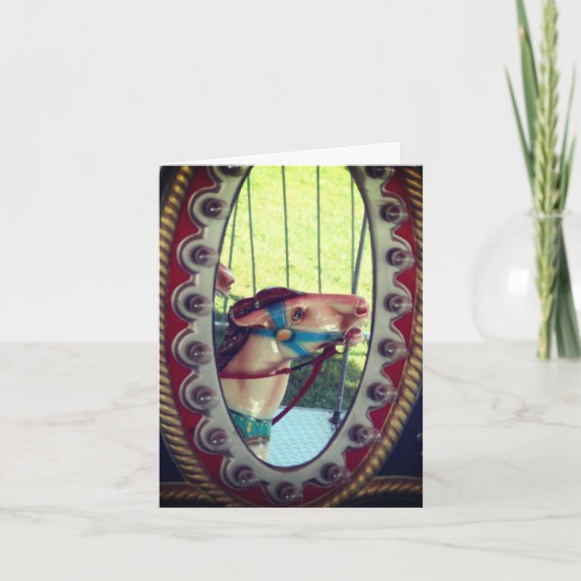 Carousel Horse In Mirror Customizable Note Card  (Front)