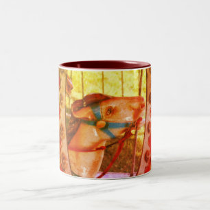 Carousel Horse In Mirror  Two-Tone Coffee Mug