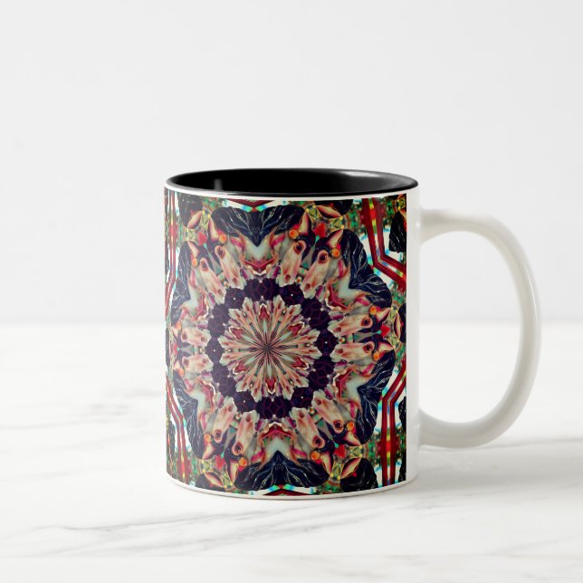 Carousel Horse Kaleidoscope Art Two-Tone Coffee Mug (Right)