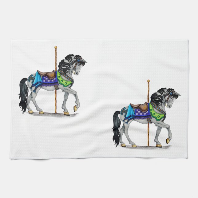 Carousel Horse Kitchen Towel (Horizontal)