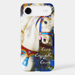 Carousel Horse Live Laugh Love Script coloré