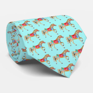 Carousel Horse on Light Blue Tie