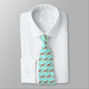 Carousel Horse on Light Blue Tiled Tie