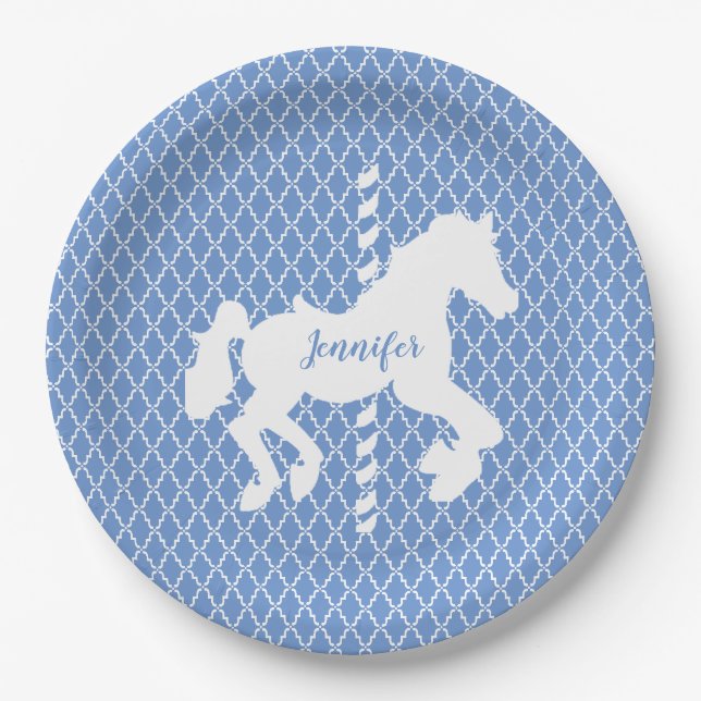 Carousel Horse Pattern Your  Colours  Paper Plate (Front)