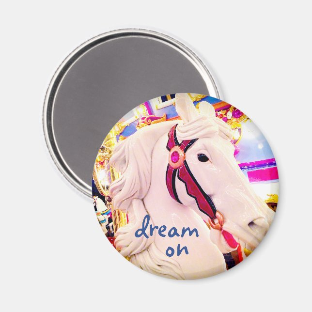 Carousel horse photo dream on quote script stylish magnet (Front/Back)