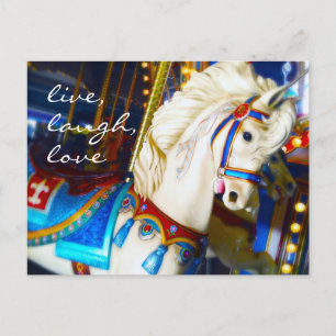 Carousel Horse Photo Live Laugh Love Script Bold Postcard