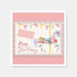 Carousel Horse (Pink) Birthday Napkin