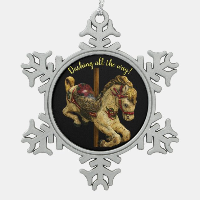 Carousel Horse ~ Snowflake Framed Ornament (Front)