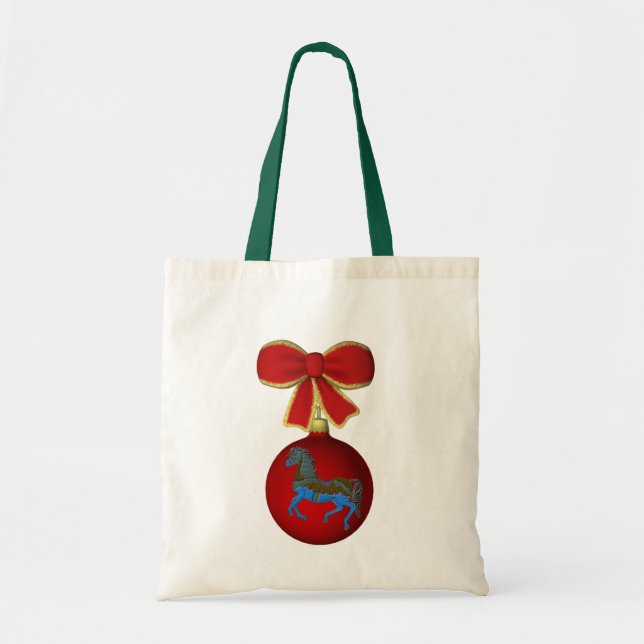 Carousel Horse Tree Decoration Holiday Tote Bag (Front)