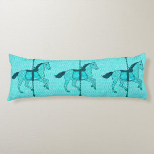 Carousel Horse - Turquoise and Aqua Body Pillow