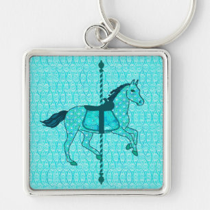 Carousel Horse - Turquoise and Aqua Keychain