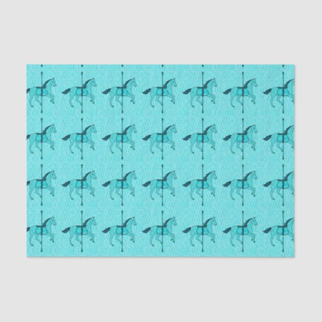 Carousel Horse - Turquoise and Aqua Tissue Paper (Front)