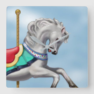 Carousel horse wall clock. square wall clock