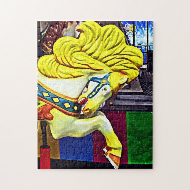 Carousel Horse With Yellow Mane Jigsaw Puzzle (Vertical)