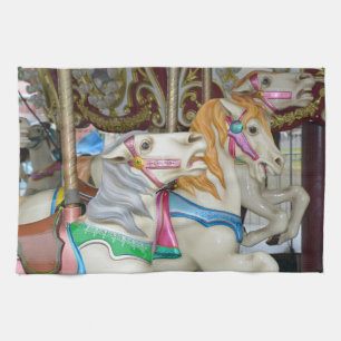 Carousel horses kitchen towel