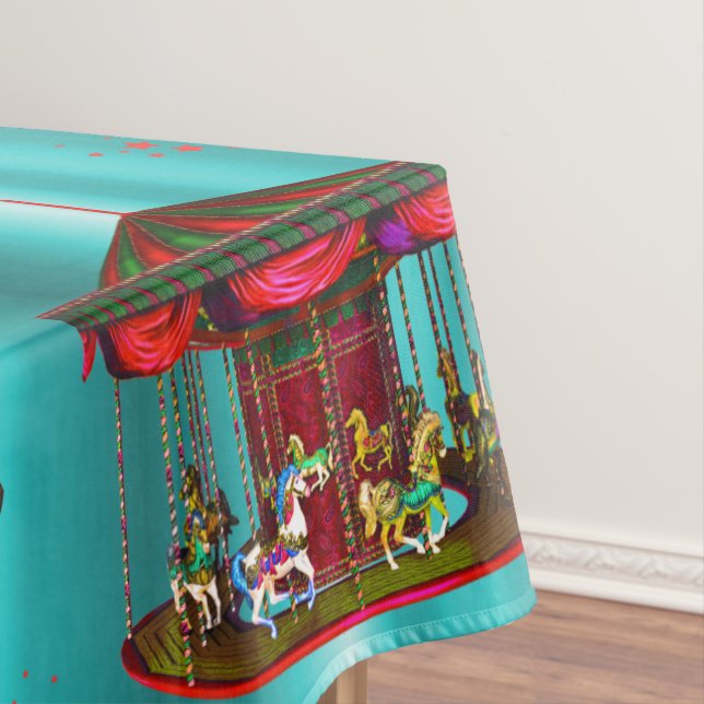 Carousel Horses on Blue Tablecloth (In Situ)