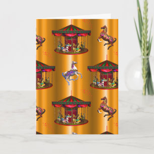 Carousel Horses on Gold Card
