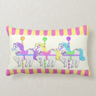 Carousel Horses Pink Lumbar Pillow