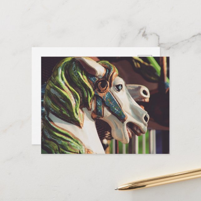 Carousel Horses Summer Days at the Fair Postcard (Front/Back In Situ)