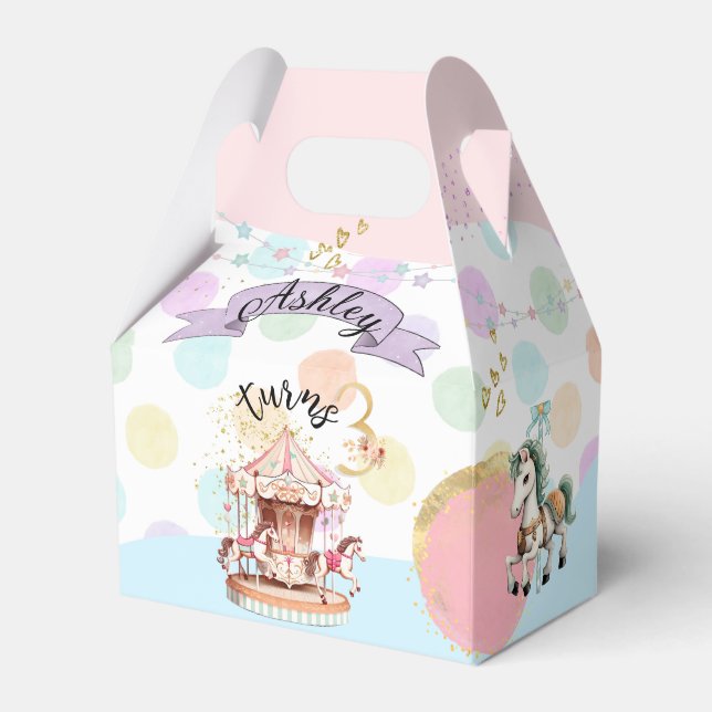 Carousel Horses Theme, Gable 4x2.5x5 Favor Box (Front Side)