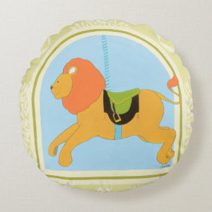 Carousel Lion by June Erica Vess Round Pillow