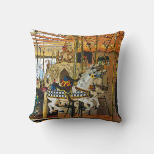 Carousel Magic - Merry-go-Round Throw Pillow
