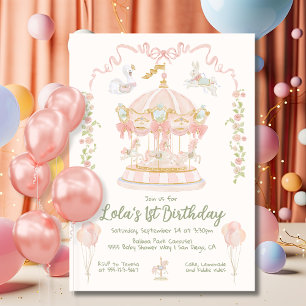 Carousel Merry-go-round Birthday Party Invitation