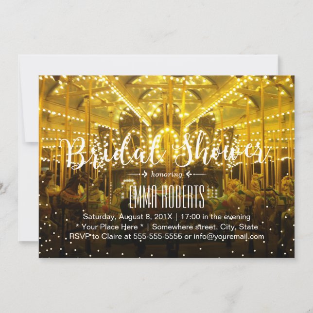 Carousel Merry Go Round String Light Bridal Shower Invitation (Front)