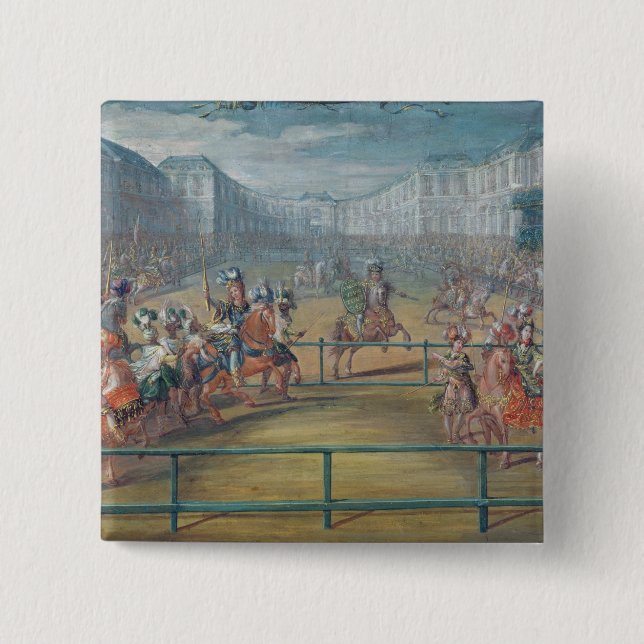 Carousel of Amazons in 1682 2 Inch Square Button (Front)