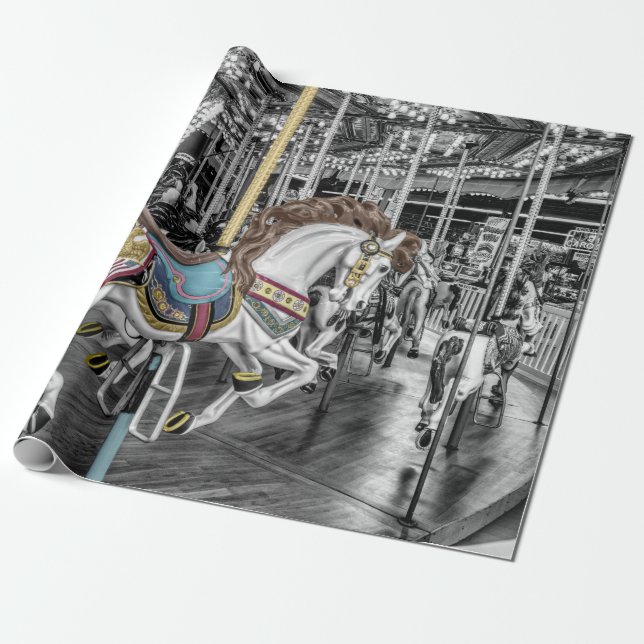 Carousel Photo Wrapping Paper (Unrolled)