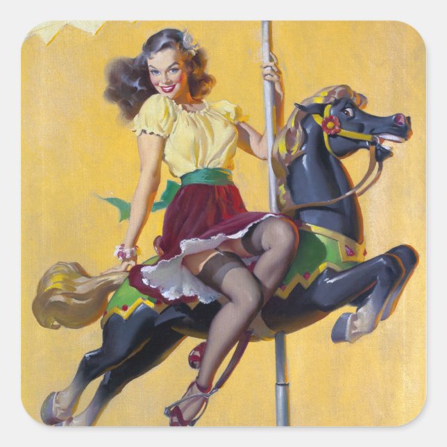 Carousel Pin Up Square Sticker (Front)