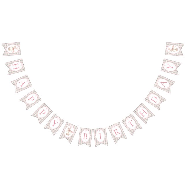 Carousel Pink First Birthday Bunting Flags (All)