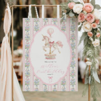 Carousel Pink First Birthday Welcome