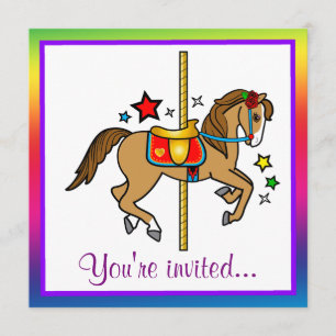 Carousel Pony avec étoiles Invitation d'anniversai