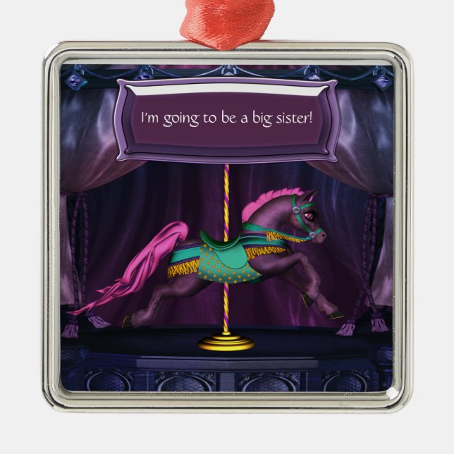 Carousel Pony Big Sister Keepsake Ornamnet Metal Ornament (Front)
