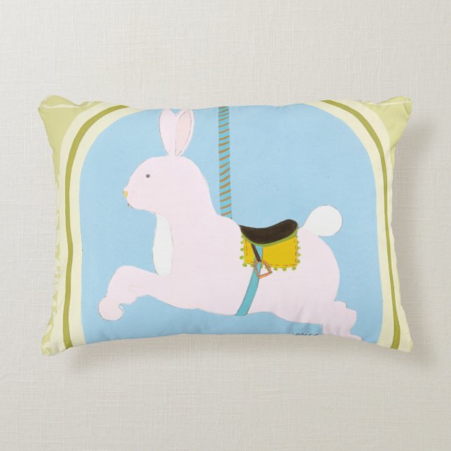 Carousel Rabbit by June Erica Vess Accent Pillow (Front)