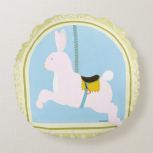 Carousel Rabbit by June Erica Vess Round Pillow